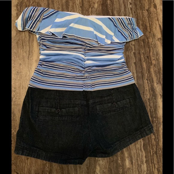 REWIND SHORTS Romper DENIM SPANDEX COTTON SZ S - Picture 7 of 7